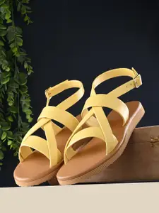 Zebba Women Strappy Open Toe Flats With Buckle Closure