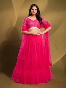 Fusionic Embroidered Semi-Stitched Lehenga & Unstitched Blouse With Dupatta