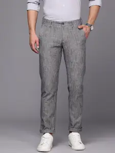 Allen Solly Men Self Design Textured Smart Slim Fit Smart Casual Chinos Trousers