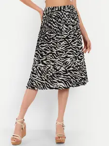 OTORVA Animal Printed A-Line Pleated Skirt