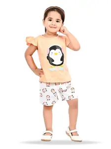 BAESD Girls Printed Pure Cotton Tshirt with Shorts