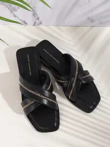 French Connection Women Chain Detail Open Toe Flats