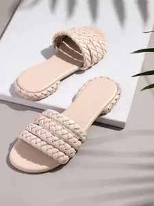 FCUK Women Woven Design Open Toe Flats