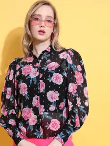 Tokyo Talkies & Pink Floral Printed Casual Shirt