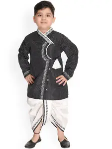 BAESD Boys Ethnic Motifs Printed Angrakha Pure Cotton Kurta With Dhoti Pants