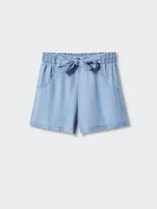 Mango Kids Girls Mid-Rise Straight Fit  Lyocell Shorts