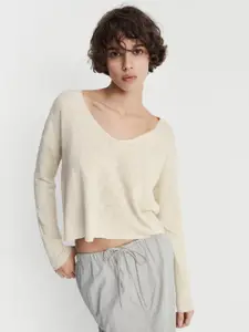 MANGO V-Neck Drop-Shoulder Sleeve Pullover