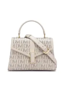Da Milano Typography Printed Leather Structured Satchel