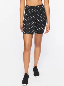 FOREVER 21 Women Black Polka Dot Printed Shorts