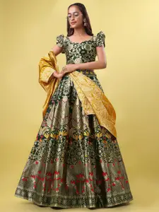 PURVAJA Woven Design Ready to Wear Lehenga & Unstitched Blouse With Dupatta