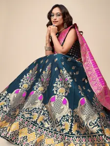 PURVAJA Woven Design Ready to Wear Lehenga & Unstitched Blouse With Dupatta