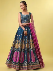 PURVAJA Woven Design Ready to Wear Lehenga & Unstitched Blouse With Dupatta