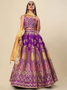 PURVAJA Woven Design Ready to Wear Lehenga & Unstitched Blouse With Dupatta