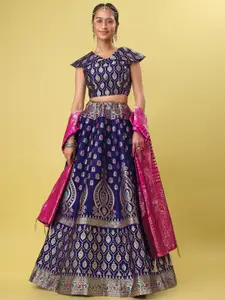 PURVAJA Woven Design Ready to Wear Lehenga & Unstitched Blouse With Dupatta