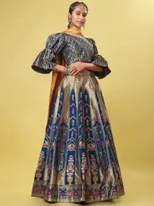 PURVAJA Woven Design Ready to Wear Lehenga & Unstitched Blouse With Dupatta