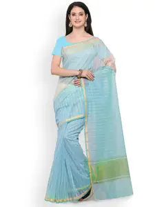 Saree mall Blue Striped Art Silk Saree
