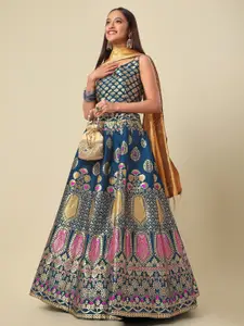 PURVAJA Woven Design Ready to Wear Lehenga & Unstitched Blouse With Dupatta