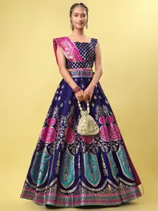 PURVAJA Woven Design Ready to Wear Lehenga & Unstitched Blouse With Dupatta