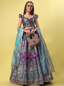 PURVAJA Woven Design Ready to Wear Lehenga & Unstitched Blouse With Dupatta