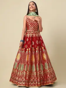 PURVAJA Woven Design Ready to Wear Lehenga & Unstitched Blouse With Dupatta