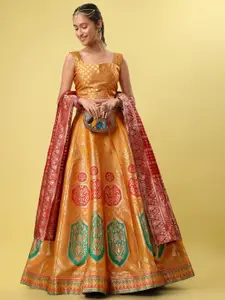 PURVAJA Woven Design Ready to Wear Lehenga & Unstitched Blouse With Dupatta