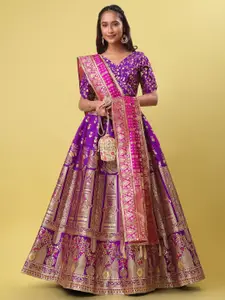 PURVAJA Woven Design Ready to Wear Lehenga & Unstitched Blouse With Dupatta
