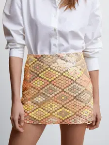 MANGO Women Embellished Mini Skirt