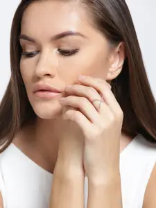 Jewels Galaxy 18K Rose Gold-Plated Zircon Stone-Studded Adjustable Ring