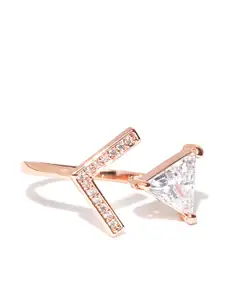 Jewels Galaxy 18K Rose Gold-Plated Luxuria Stone-Studded Ring