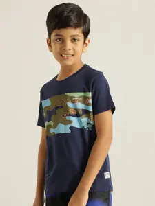 Indian Terrain Boys Camouflage Printed Pure Cotton T-shirt