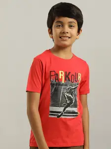 Indian Terrain Boys Graphic Printed Pure Cotton T-shirt