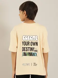 Indian Terrain Boys Typography Printed Pure Cotton T-shirt