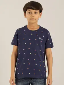 Indian Terrain Boys Conversational Printed Pure Cotton Sports T-shirt