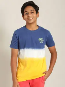 Indian Terrain Boys Tie & Dyed Pure Cotton T-shirt