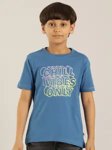 Indian Terrain Boys Typography Printed Pure Cotton T-shirt