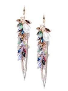 Jewels Galaxy Multicoloured Gold-Plated Stone-Studded Handcrafted Drop Earrings