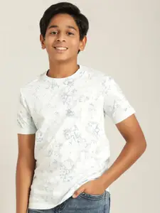 Indian Terrain Boys Abstract Printed Pure Cotton T-shirt