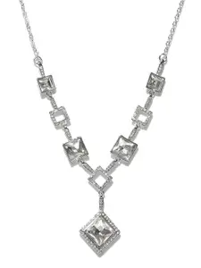 Jewels Galaxy Silver-Toned Rhodium-Plated Handcrafted Necklace