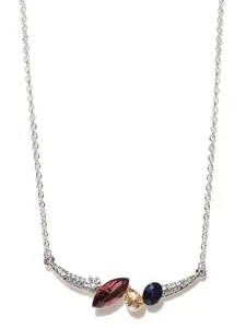 Jewels Galaxy Silver-Toned & Navy Blue Brass Rhodium-Plated Handcrafted Necklace
