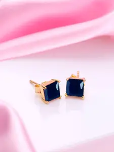 Zavya Gold Plated Sterling Silver Cubic Zirconia Square Studs