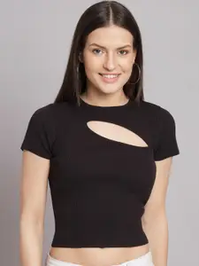 NoBarr Ribbed Cut Out Fitted Crop Top