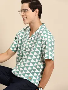 DENNISON Block Printed Drop Shoulder Oversized Casual Shirt