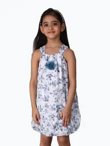 Creative Kids Girls Floral Printed Sleeveless Balloon Dress