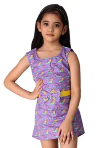 Creative Kids Girls Conversational Printed Sleeveless A-Line Dress