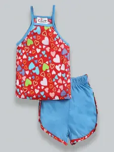 M'andy Girls Printed Pure Cotton Top with Shorts