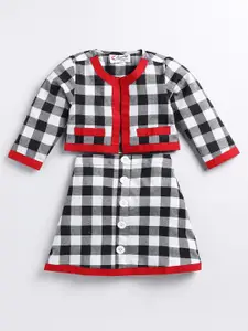 M'andy Girls Checked Pure Cotton Top with Skirt
