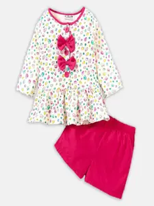 M'andy Girls Printed Pure Cotton Top with Shorts