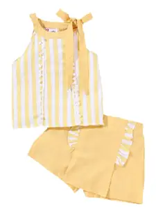 M'andy Girls Striped Pure Cotton Top with Shorts