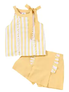 M'andy Girls Striped Pure Cotton Top with Shorts