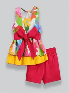 M'andy Girls Printed Pure Cotton Top with Shorts